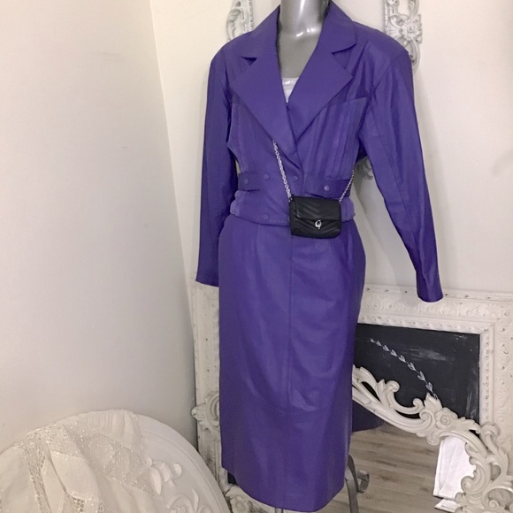 VINTAGE Chia Purple Leather Jacket - Picture 3 of 16